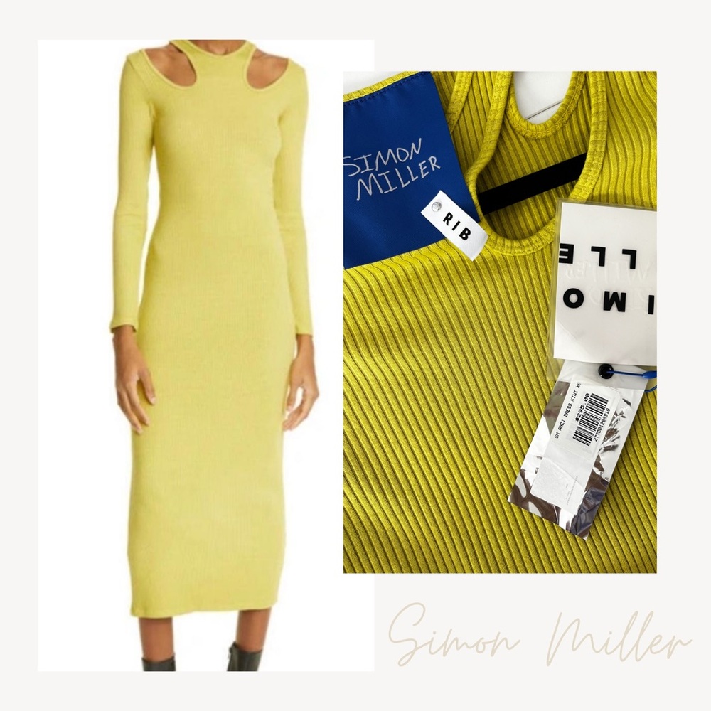 Simon Miller Cold Shoulder Cutout Dress – Kiwi Yellow-Green, XS, NWT